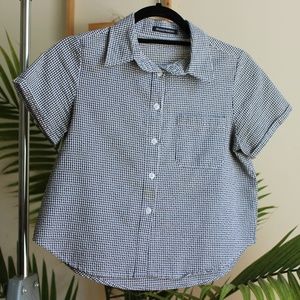 Brandy Melville Gingham Collared Cropped Blouse
